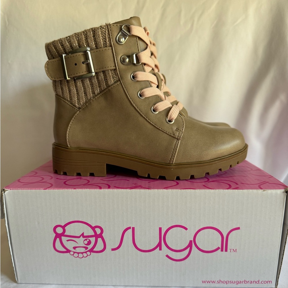 Sugar
Payel Buckle Detail Knit Combat Boots